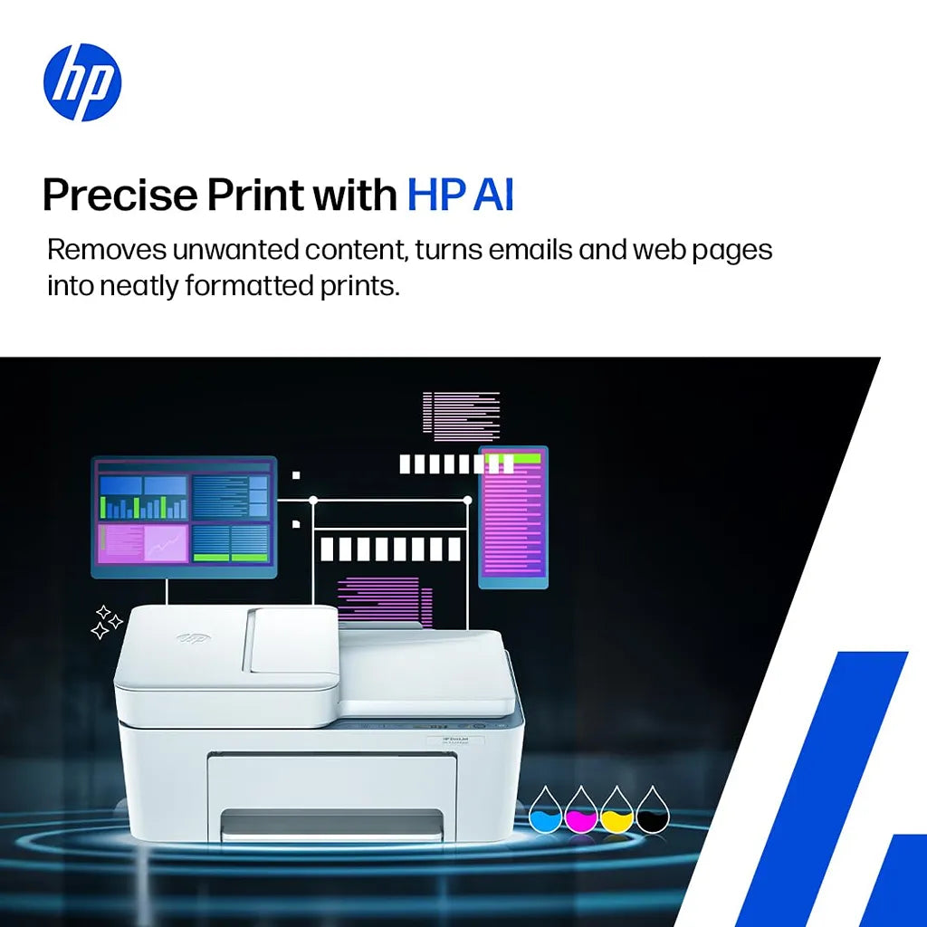HP DeskJet Ink Advantage 4388 precise print with HP AI for neatly formatted emails and web pages -tpstech.in