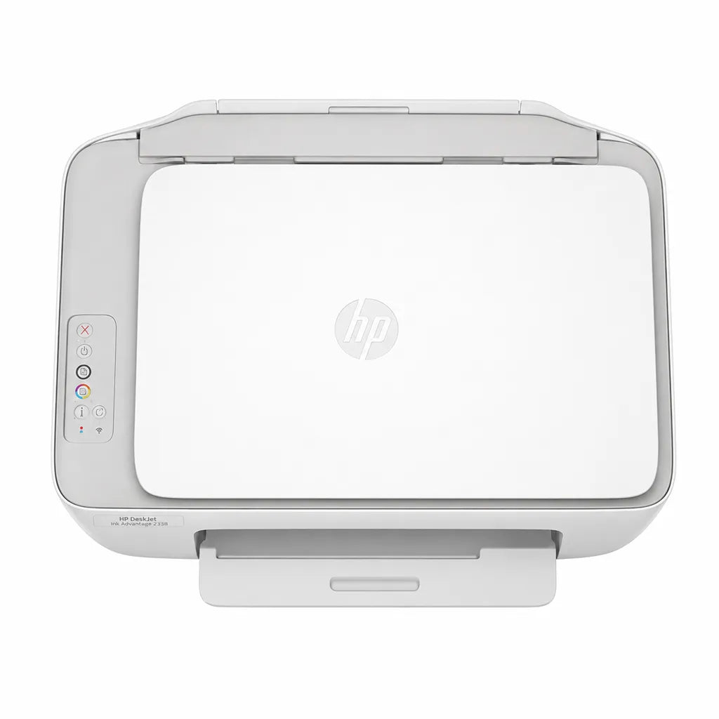 HP DeskJet Ink Advantage 2338 all-in-one colour inkjet printer top view showing flatbed scanner -tpstech.in