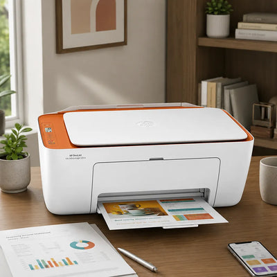 HP DeskJet Ink Advantage Ultra 5185 wireless all-in-one printer printing documents in a home workspace -tpstech.in