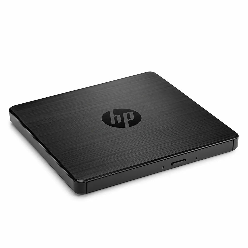 HP USB External DVDRW Drive F6V97AA Brushed Black Front Left Angled View tpstech.in