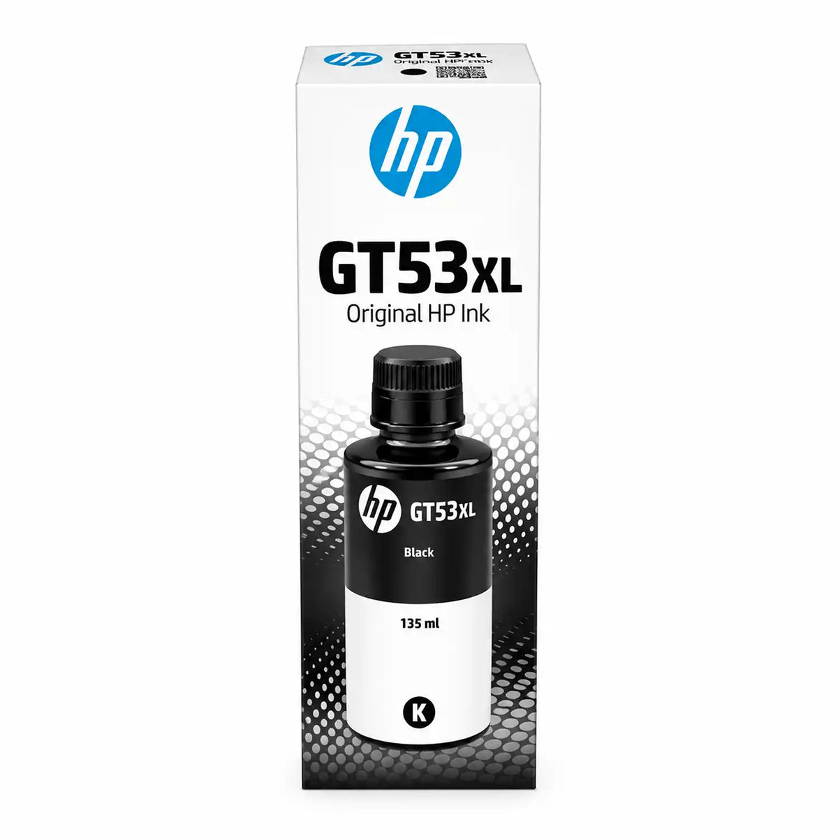 HP GT53XL 135ml Black Original Ink Bottle 1VV21AA Retail Packaging Box Front View -tpstech.in