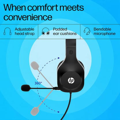 HP H125 Stereo USB Headset with Noise-Canceling Mic & USB-A Connectivity