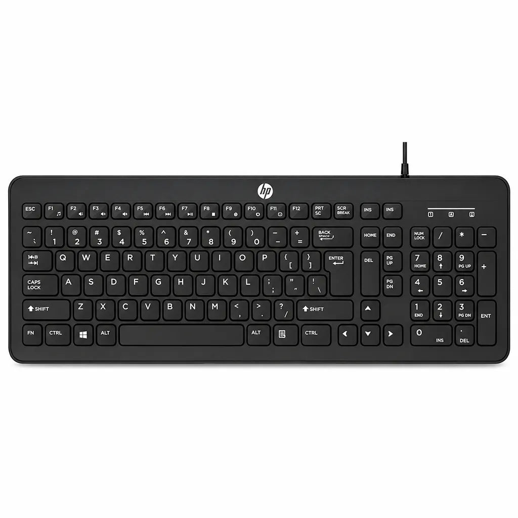 HP K160 Wired Keyboard USB Full Size Top View with Numpad Layout tpstech.in