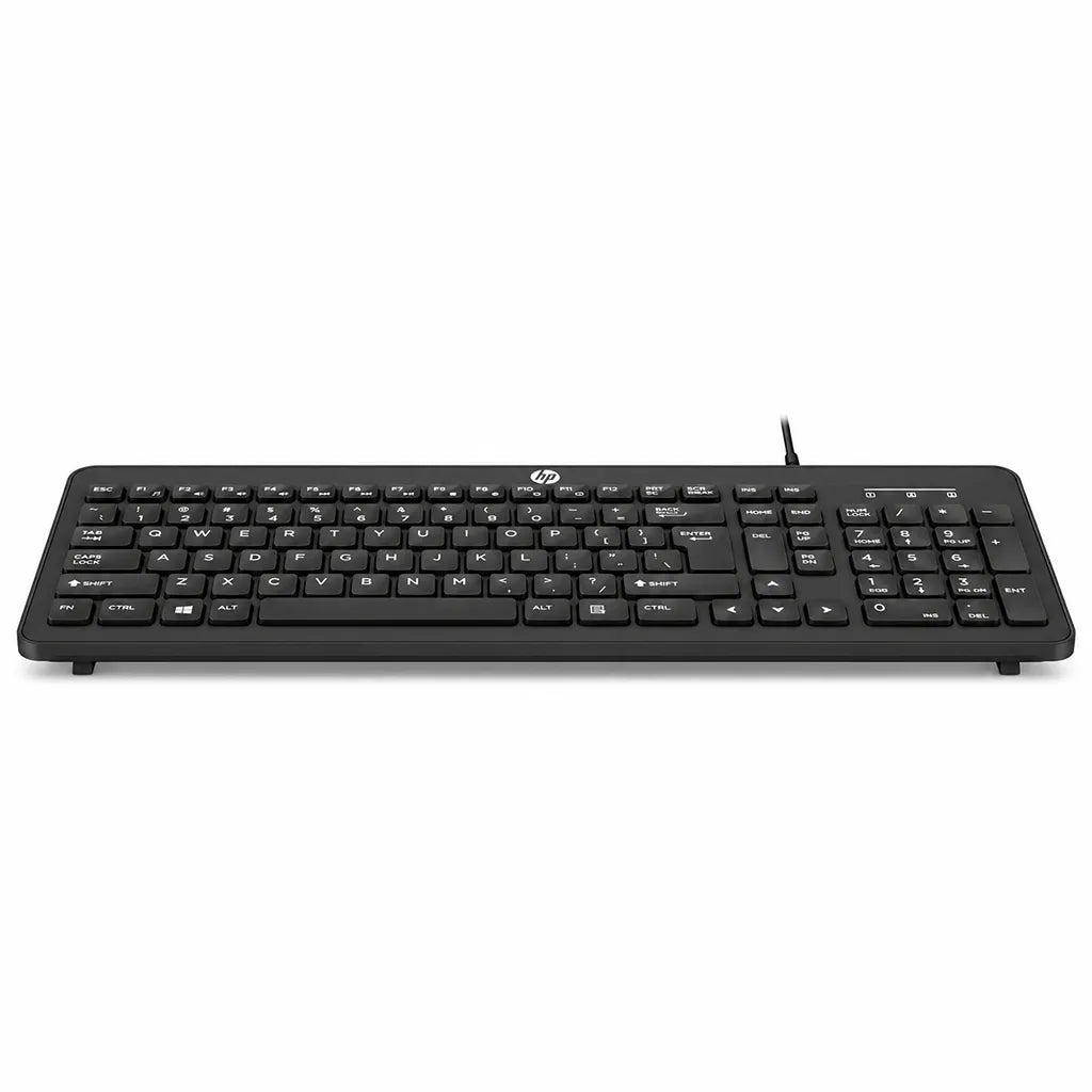 HP K160 Wired USB Keyboard Low Angle Front View Showing Slim Profile tpstech.in