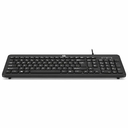 HP K160 Wired USB Keyboard Low Angle Front View Showing Slim Profile tpstech.in