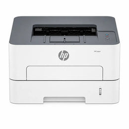HP Laser 335dn monochrome printer front view showing HP branding and paper output tray -tpstech.in