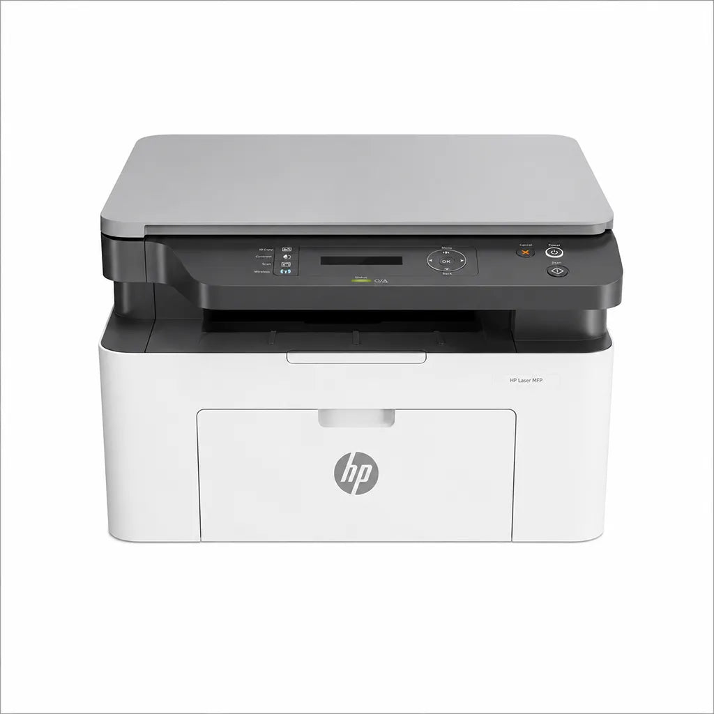 HP Laser MFP 1188nw compact monochrome laser printer front view for home and office printing, scanning and copying -tpstech.in