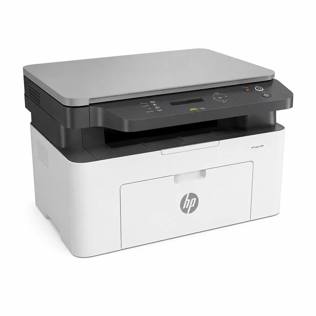 HP Laser MFP 1188nw monochrome multifunction laser printer front view with flatbed scanner and LCD control panel -tpstech.in