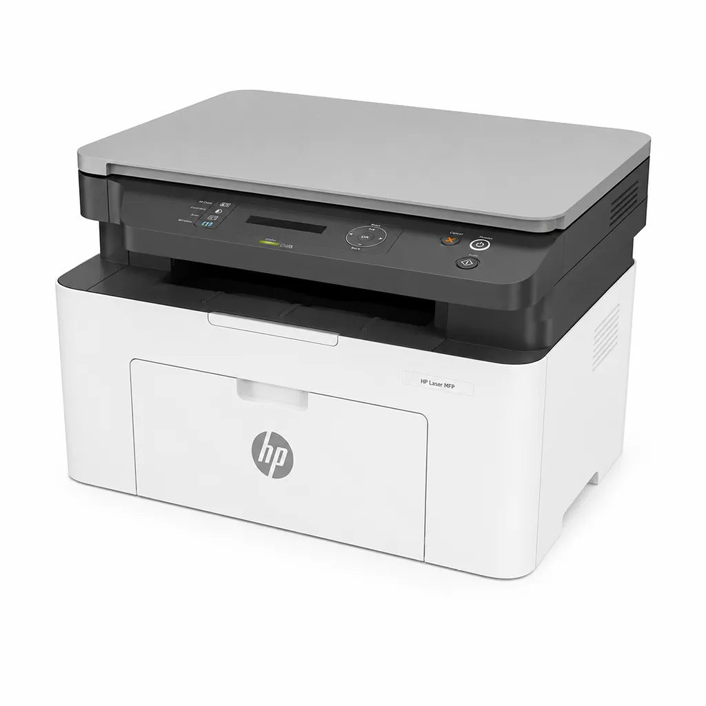 HP Laser MFP 1188nw wireless monochrome laser printer side angle view with compact desktop design -tpstech.in