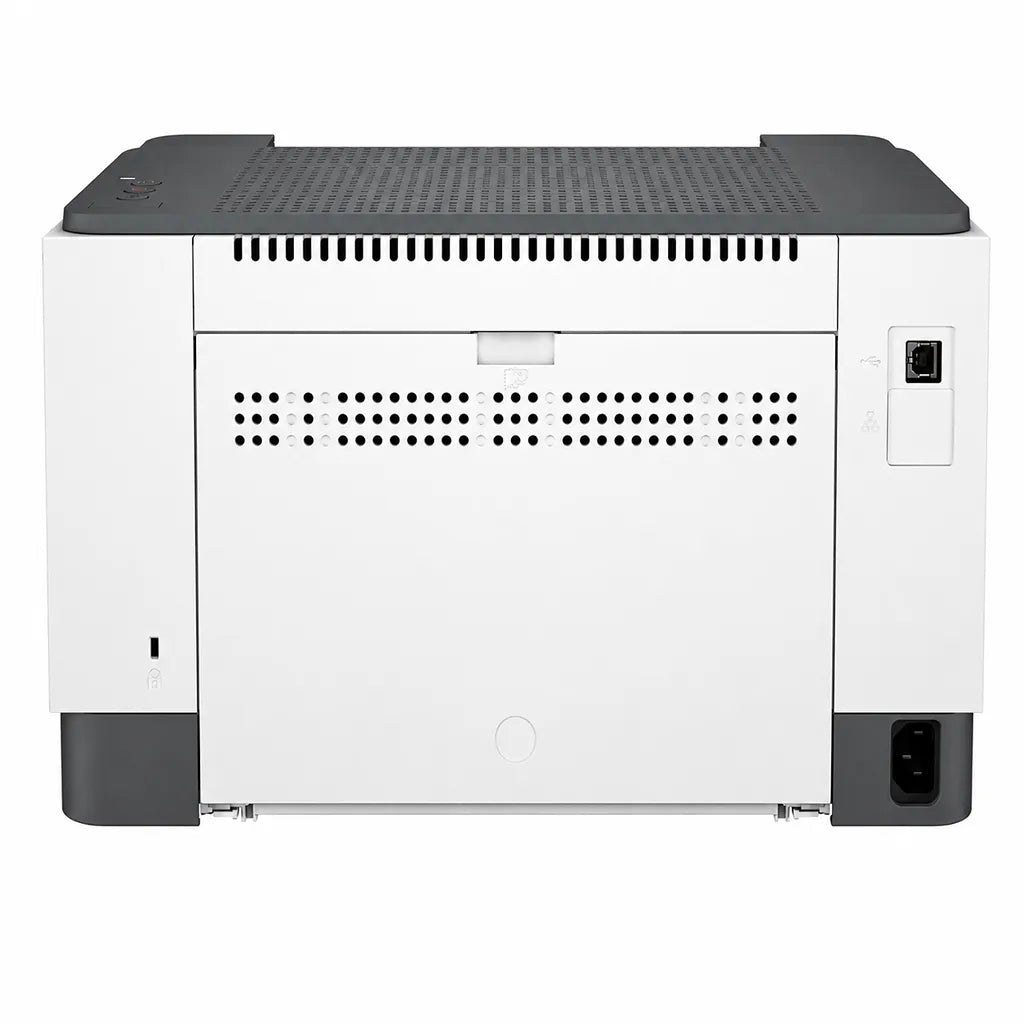 HP LaserJet M208dw wireless monochrome laser printer rear view showing USB port and power connection -tpstech.in