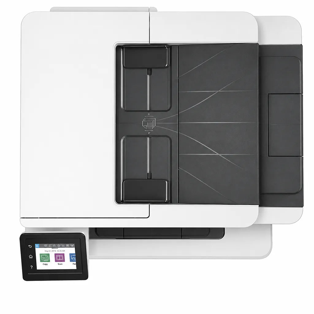 HP LaserJet Pro M329dw wireless monochrome laser printer top view highlighting automatic document feeder and paper output tray -tpstech.in