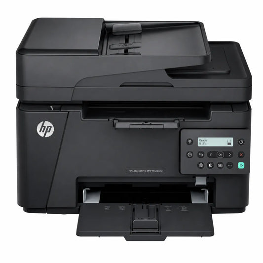 HP LaserJet Pro MFP M126SNW Plus 53X76A wireless monochrome laser multifunction printer front view with automatic document feeder.
