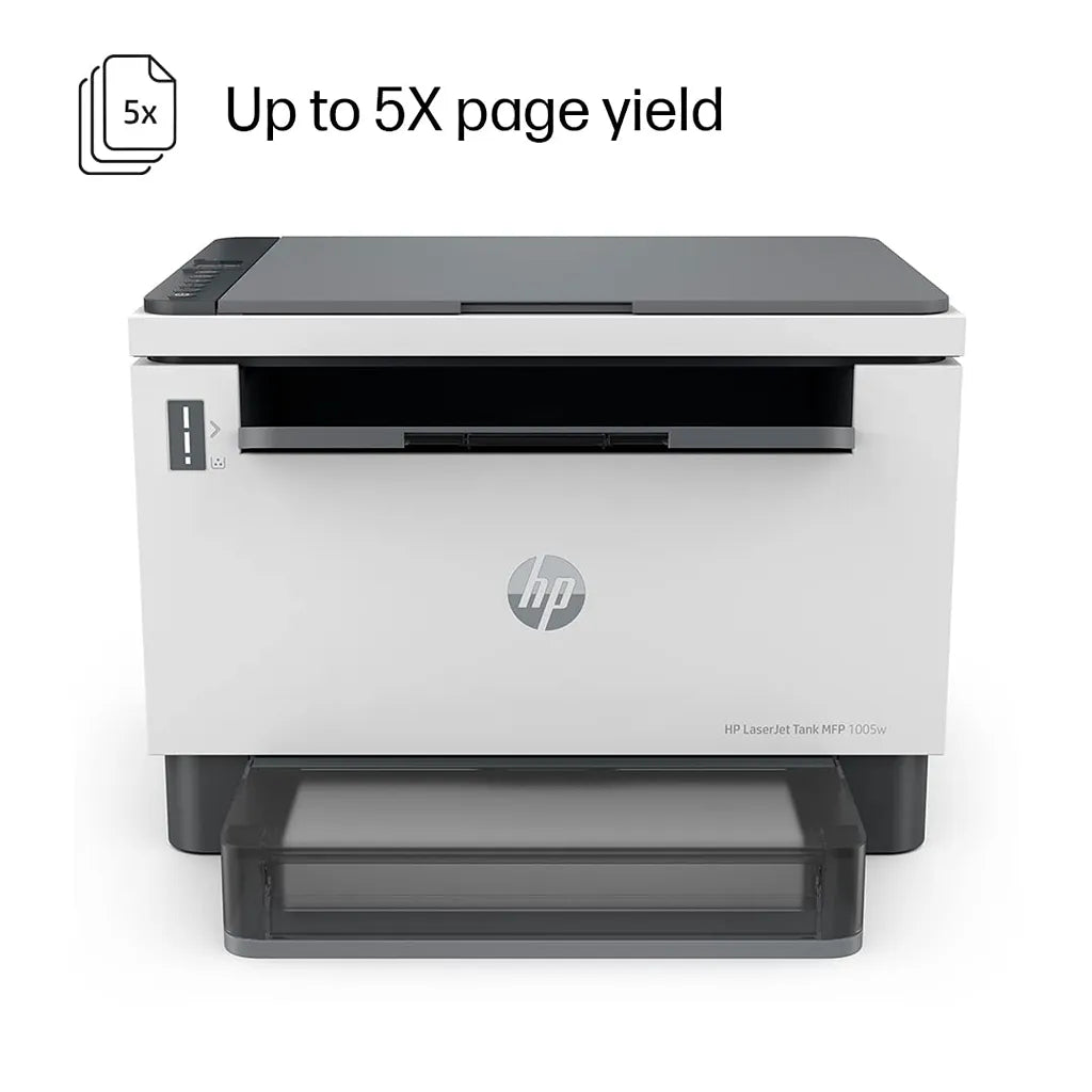HP LaserJet Tank MFP 1005W wireless laser printer with up to 5X page yield feature -tpstech.in