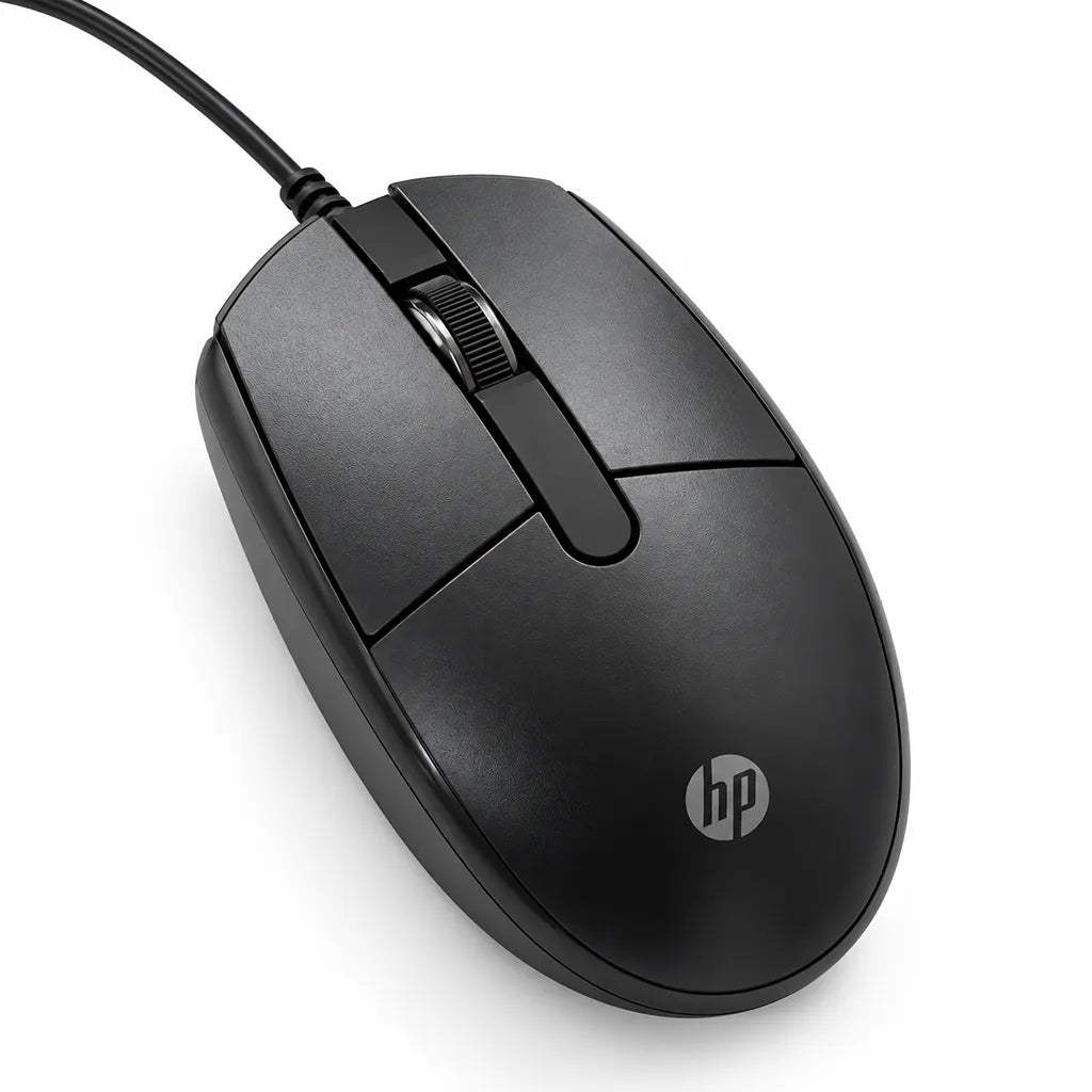 HP M10 G2 Wired Mouse USB-A Angled Left Perspective View tpstech.in