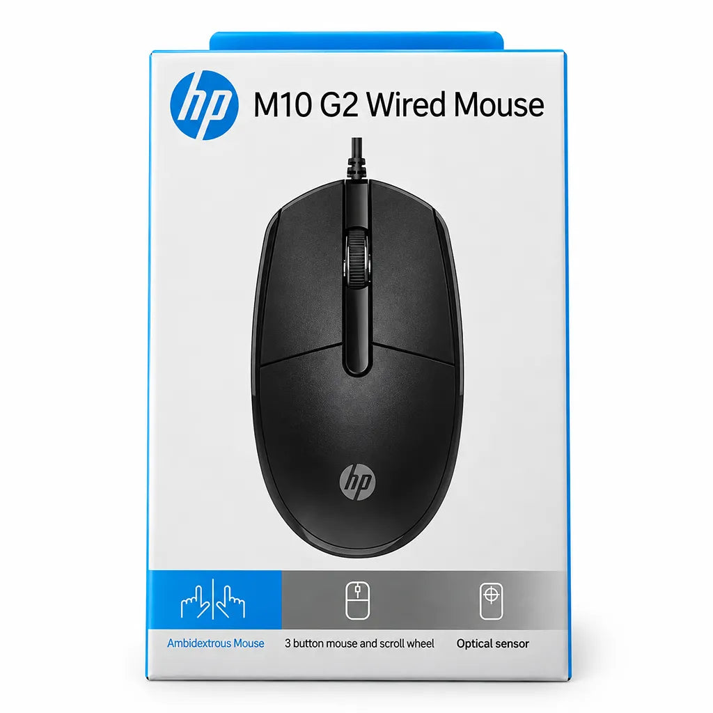 HP M10 G2 Wired Mouse Retail Packaging Box tpstech.in