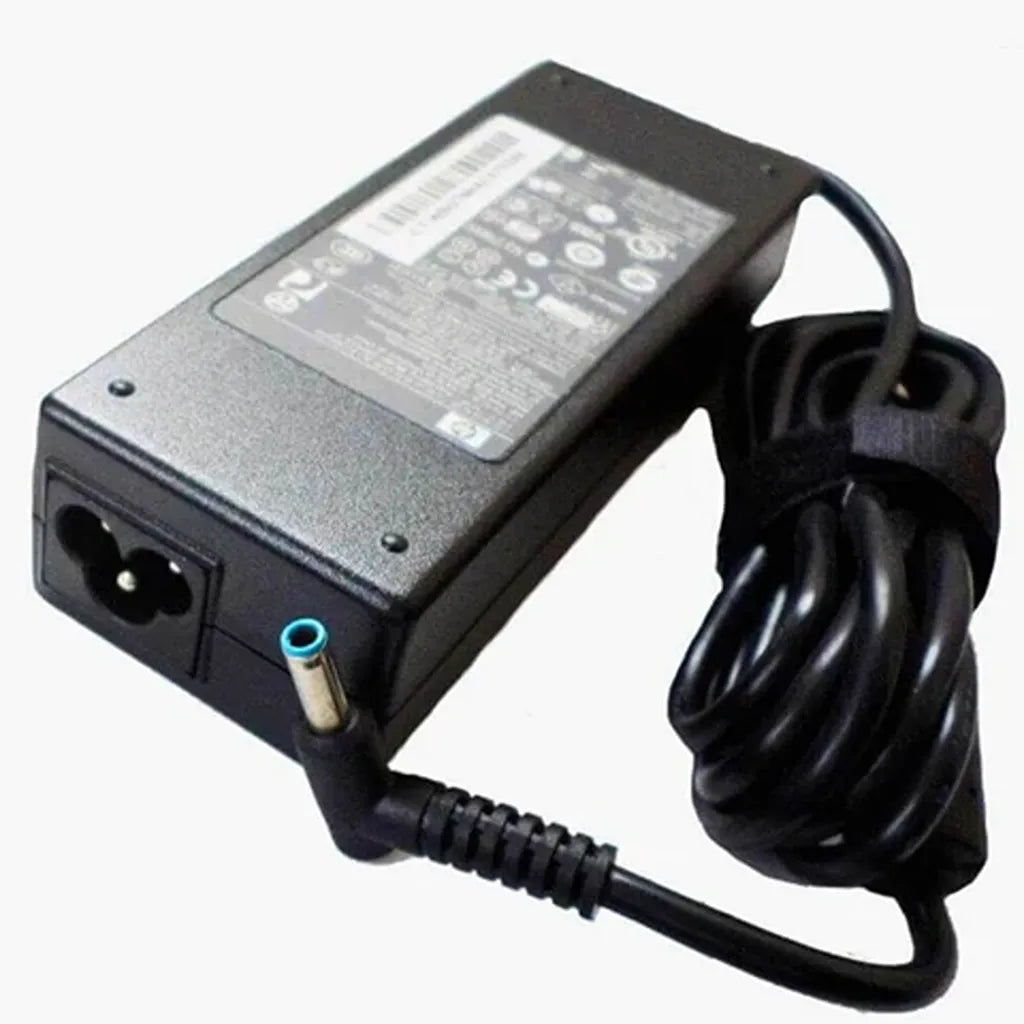 HP OEM 90W 19.5V 4.5mm blue pin laptop charger adapter main product view with power cable -tpstech.in