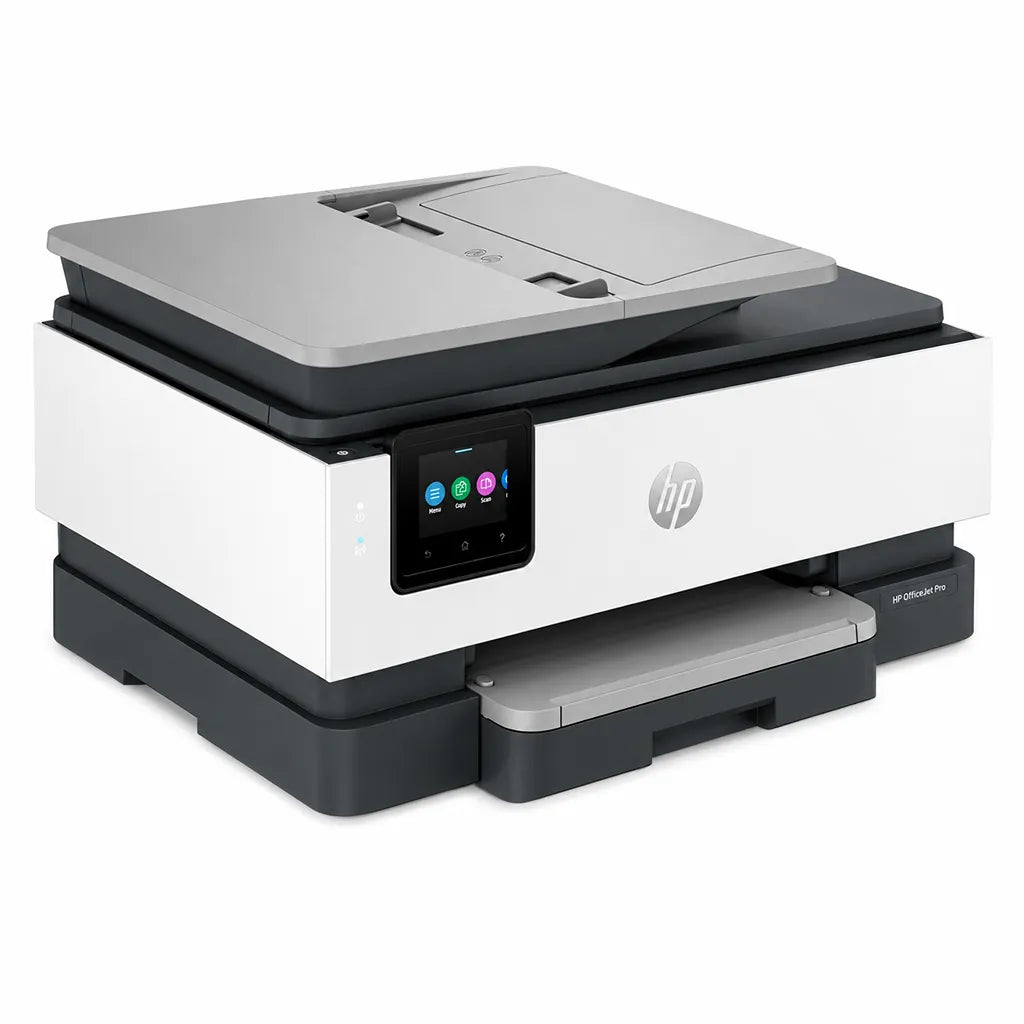 HP OfficeJet Pro 8120 wireless color printer right angle view with touchscreen and automatic document feeder -tpstech.in