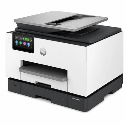 HP OfficeJet Pro 9130b all-in-one printer front right angle view with automatic document feeder and display -tpstech.in
