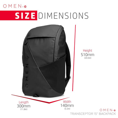 HP OMEN Transceptor 15 Laptop Backpack Size Dimensions Diagram -tpstech.in