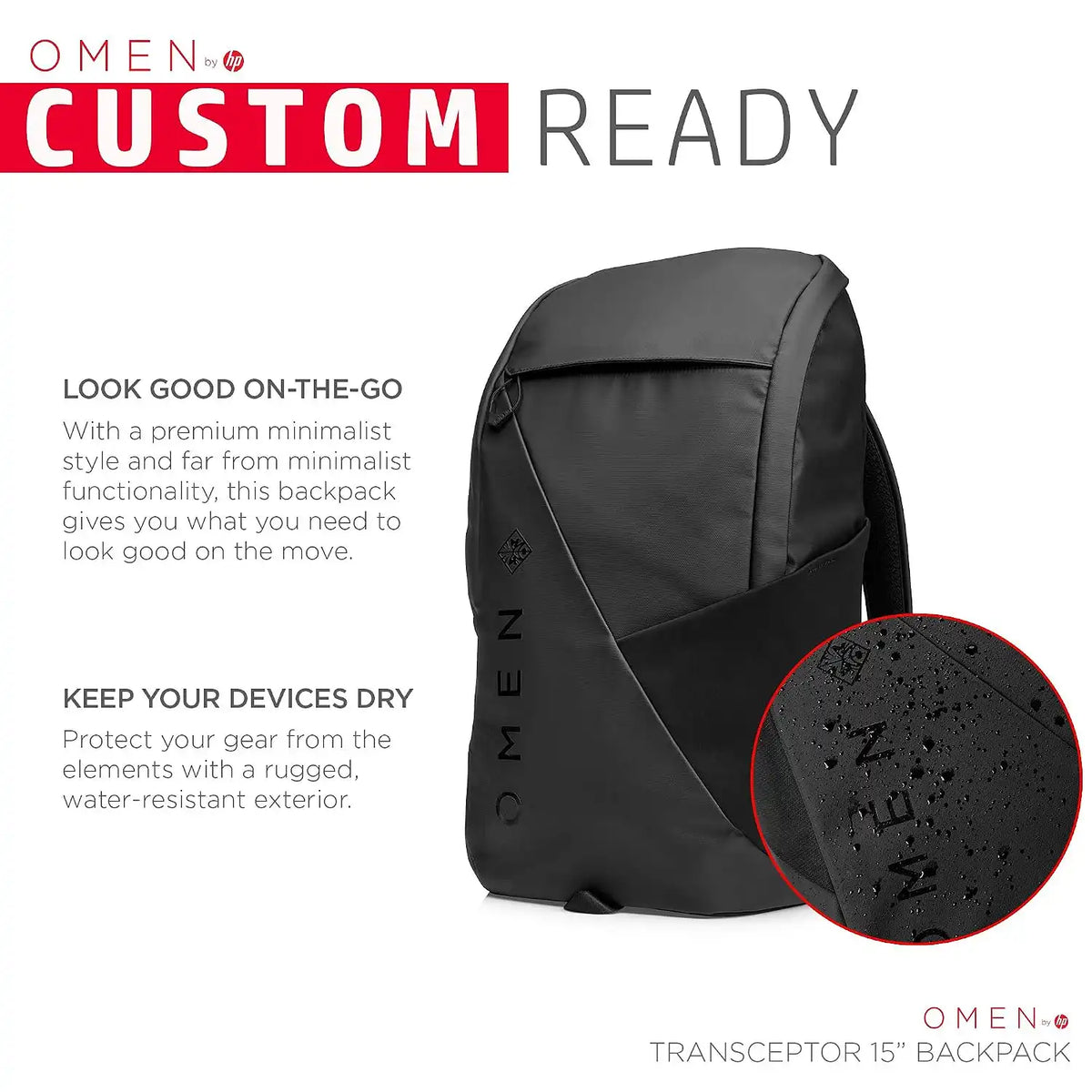 HP OMEN Transceptor 15 Laptop Backpack Durable Water-Resistant Exterior Fabric -tpstech.in
