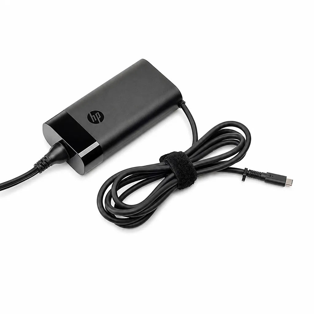 HP Original 140W USB Type-C Pin Laptop Charger Adapter front view with integrated USB-C charging cable.