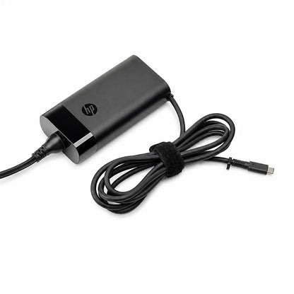 HP Original 140W USB Type-C Pin Laptop Charger Adapter front view with integrated USB-C charging cable.