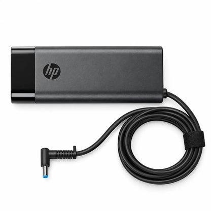 HP Original 150W Slim AC Adapter Top View with 4.5mm Blue Pin Connector and Cable -tpstech.in