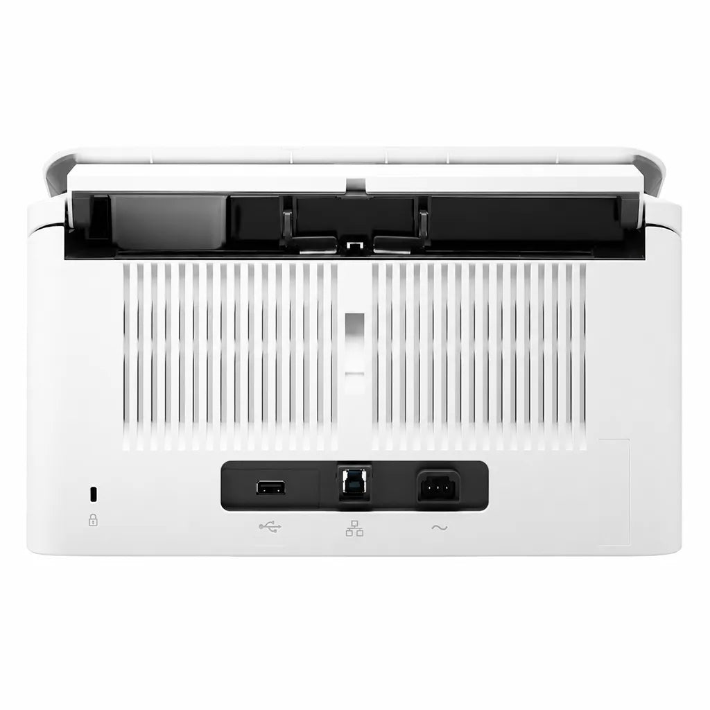 HP ScanJet Enterprise Flow 5000 s5 rear view showing USB connectivity, power input and business scanner ports -tpstech.in