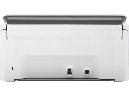Rear view of HP ScanJet Pro 2000 s2 scanner showing USB 3.0 and power connections.
