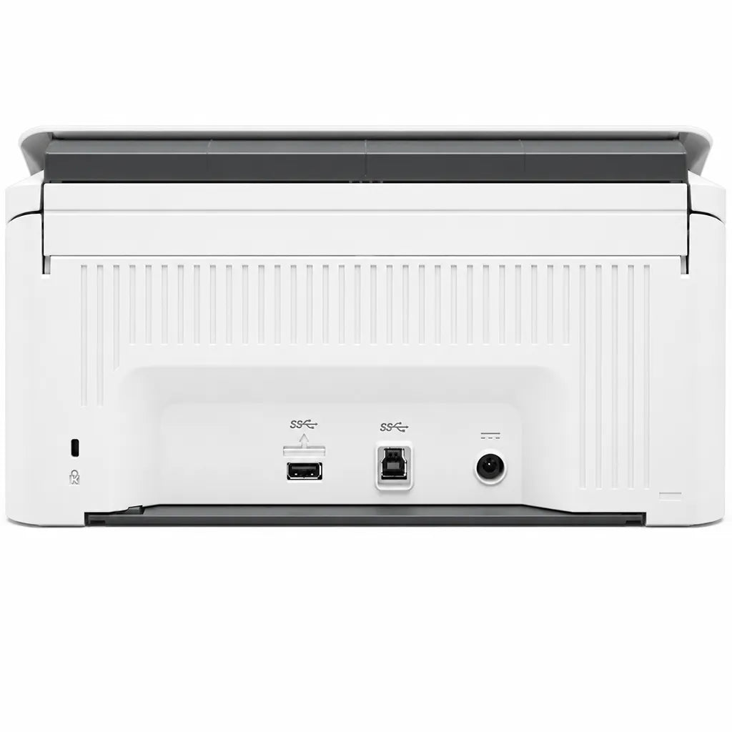 Rear view of HP ScanJet Pro 3000 s4 scanner showing USB 3.0 connection ports and power input.