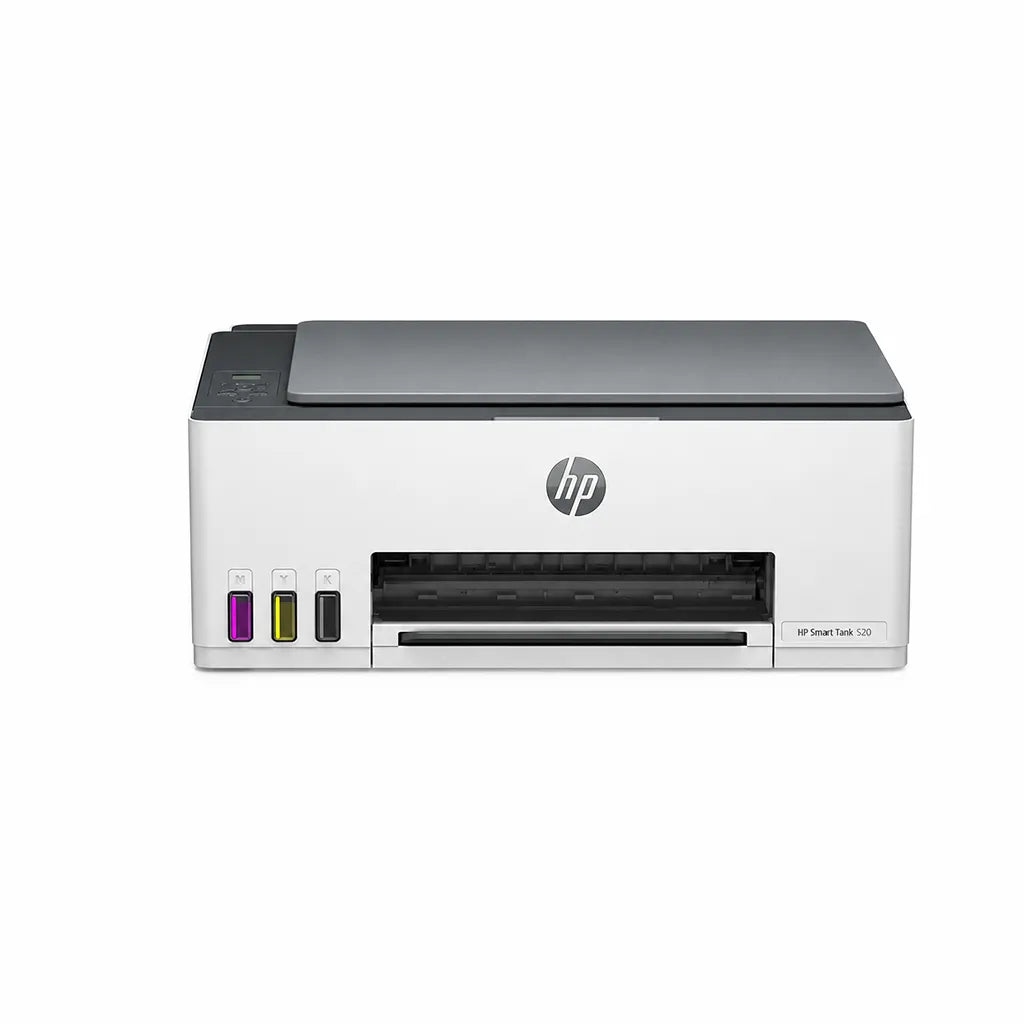 HP Smart Tank 520 colour all-in-one ink tank printer front view with refillable ink tanks -tpstech.in