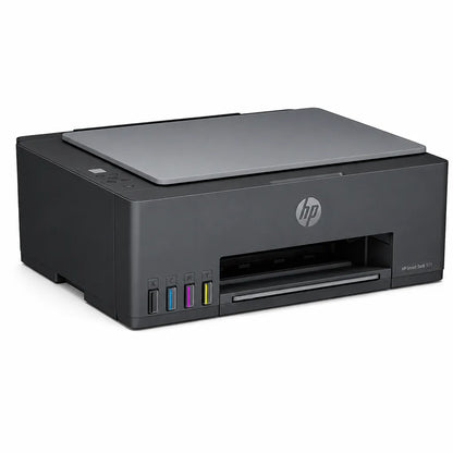 HP Smart Tank 521 all-in-one ink tank printer front view with refillable ink tanks and flatbed scanner -tpstech.in