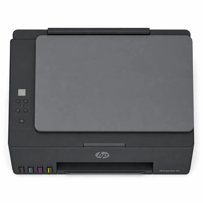 HP Smart Tank 521 ink tank printer top view showing flatbed scanner lid and control panel -tpstech.in