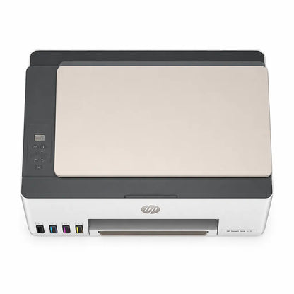 HP Smart Tank 523 all-in-one ink tank printer top view showing scanner lid and control panel -tpstech.in