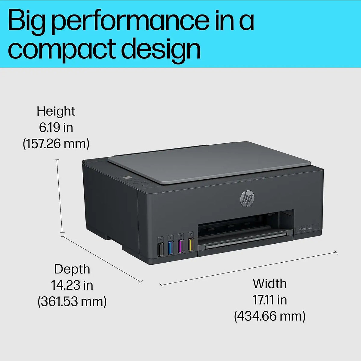 HP Smart Tank 524 All in One Inkjet Printer 5D174A Compact Design Height Width and Depth Dimensions -tpstech.in
