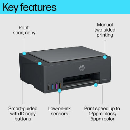 HP Smart Tank 524 All in One Inkjet Printer 5D174A Key Features Print Scan Copy and Low Ink Sensors -tpstech.in