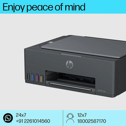 HP Smart Tank 584 all-in-one colour ink tank printer front view with integrated ink tanks and paper output tray -tpstech.in