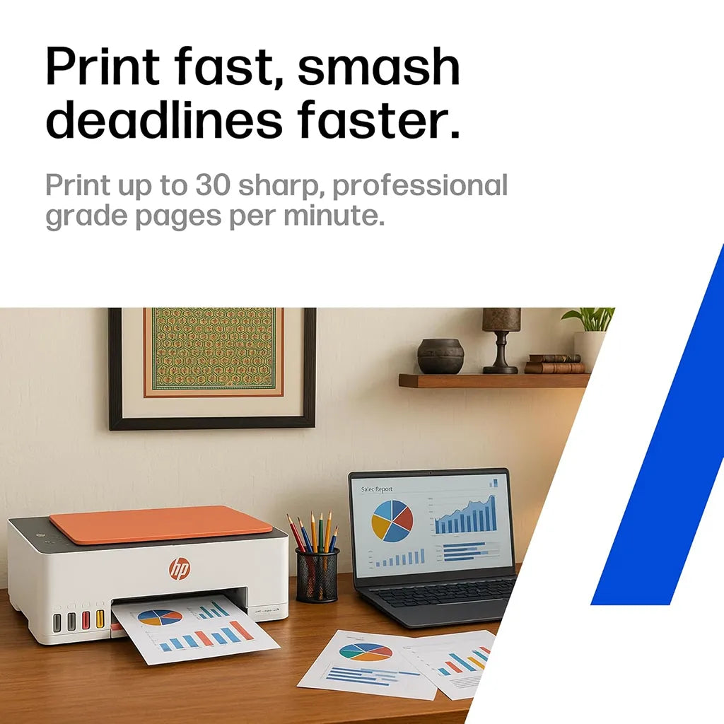 HP Smart Tank 589 colour ink tank printer featuring print speeds of up to 30 pages per minute -tpstech.in