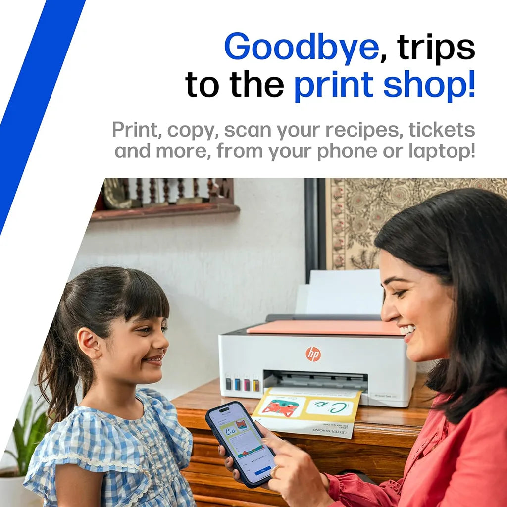 HP Smart Tank 589 WiFi printer printing documents and creative projects from a mobile device -tpstech.in