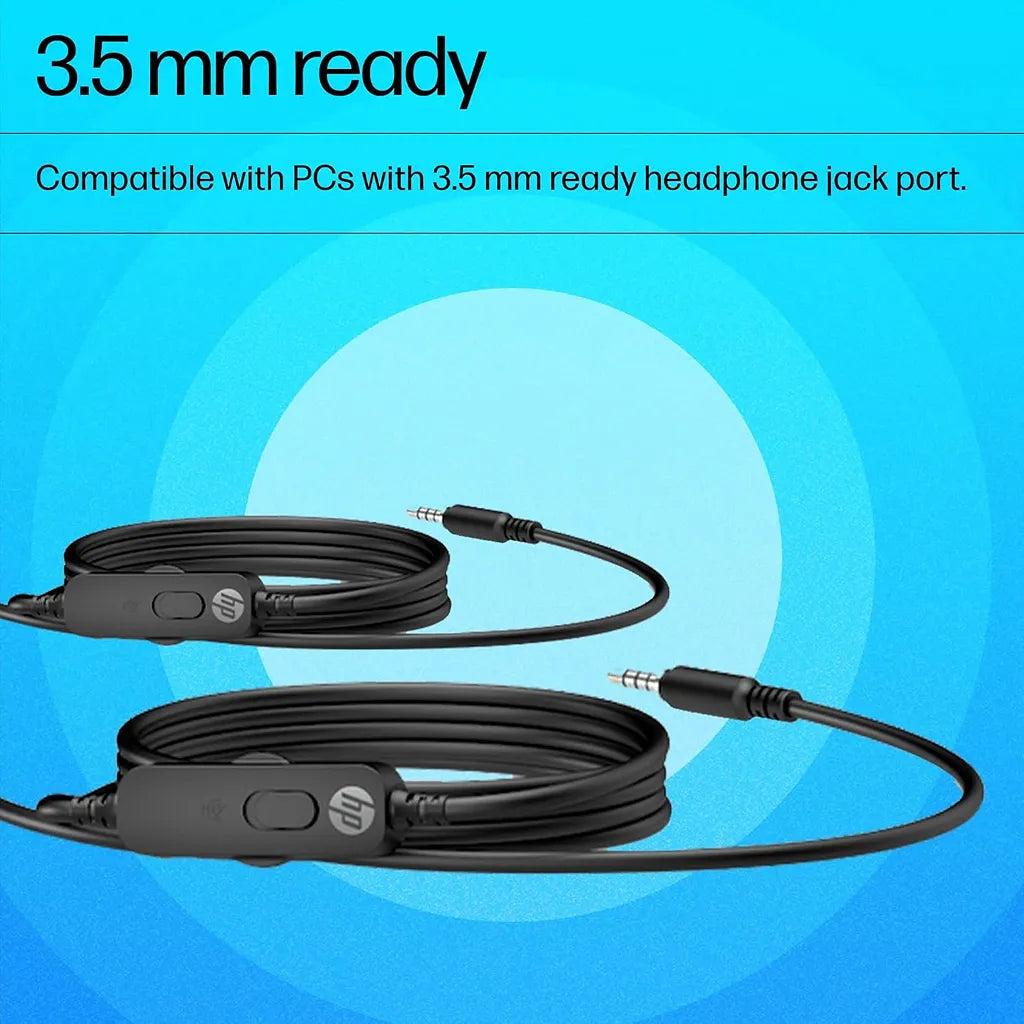 3.5 mm ready audio jack connection and integrated inline controls of HP Stereo 3.5mm Headset G2 -tpstech.in