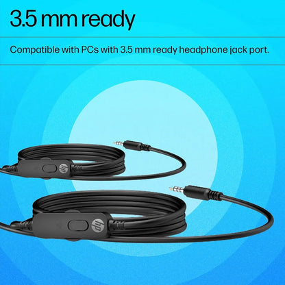 3.5 mm ready audio jack connection and integrated inline controls of HP Stereo 3.5mm Headset G2 -tpstech.in