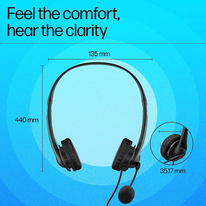 HP Stereo 3.5mm Headset G2 Wired Headset physical dimensions and headband sizing measurements -tpstech.in