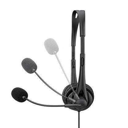 HP Stereo USB Headset G2 showing flexible rotatable noise-cancelling boom microphone positions -tpstech.in