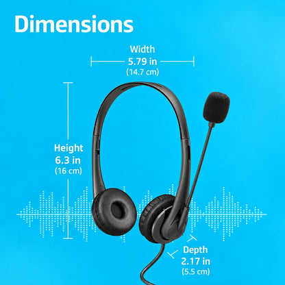HP Stereo USB Headset G2 physical dimensions showing height width and depth measurements -tpstech.in