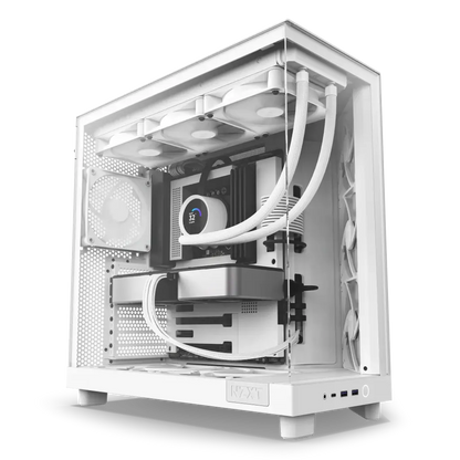 NZXT H6 Flow Tempered Glass Compact Dual-Chamber Mid-Tower Airflow Case-White