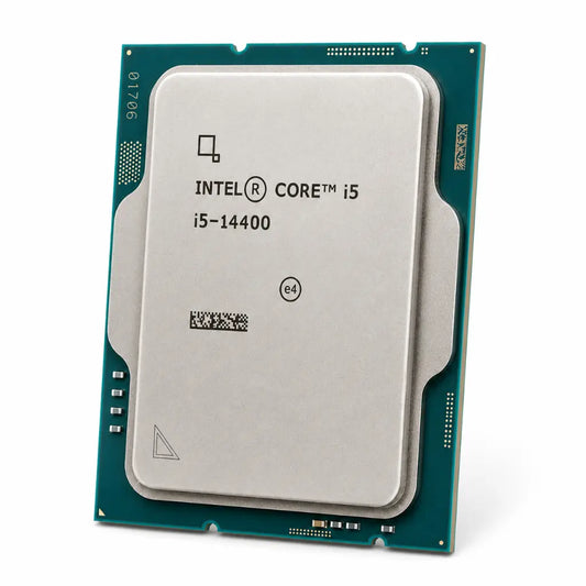 Intel Core i5-14400 Tray desktop processor left angle view for Intel LGA1700 PC builds