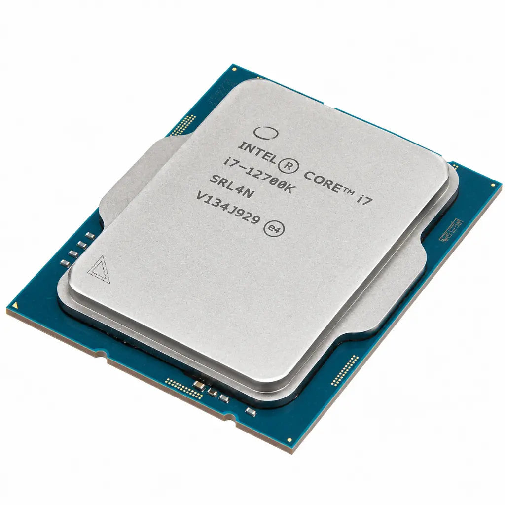 Intel Core i7-12700K Tray desktop processor front view with LGA1700 compatibility for gaming, multitasking and creator PCs