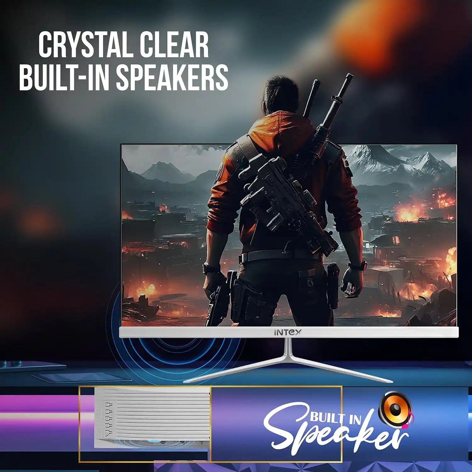 Intex 22 inch frameless gaming monitor with built-in speakers and sleek design-tpstech.in