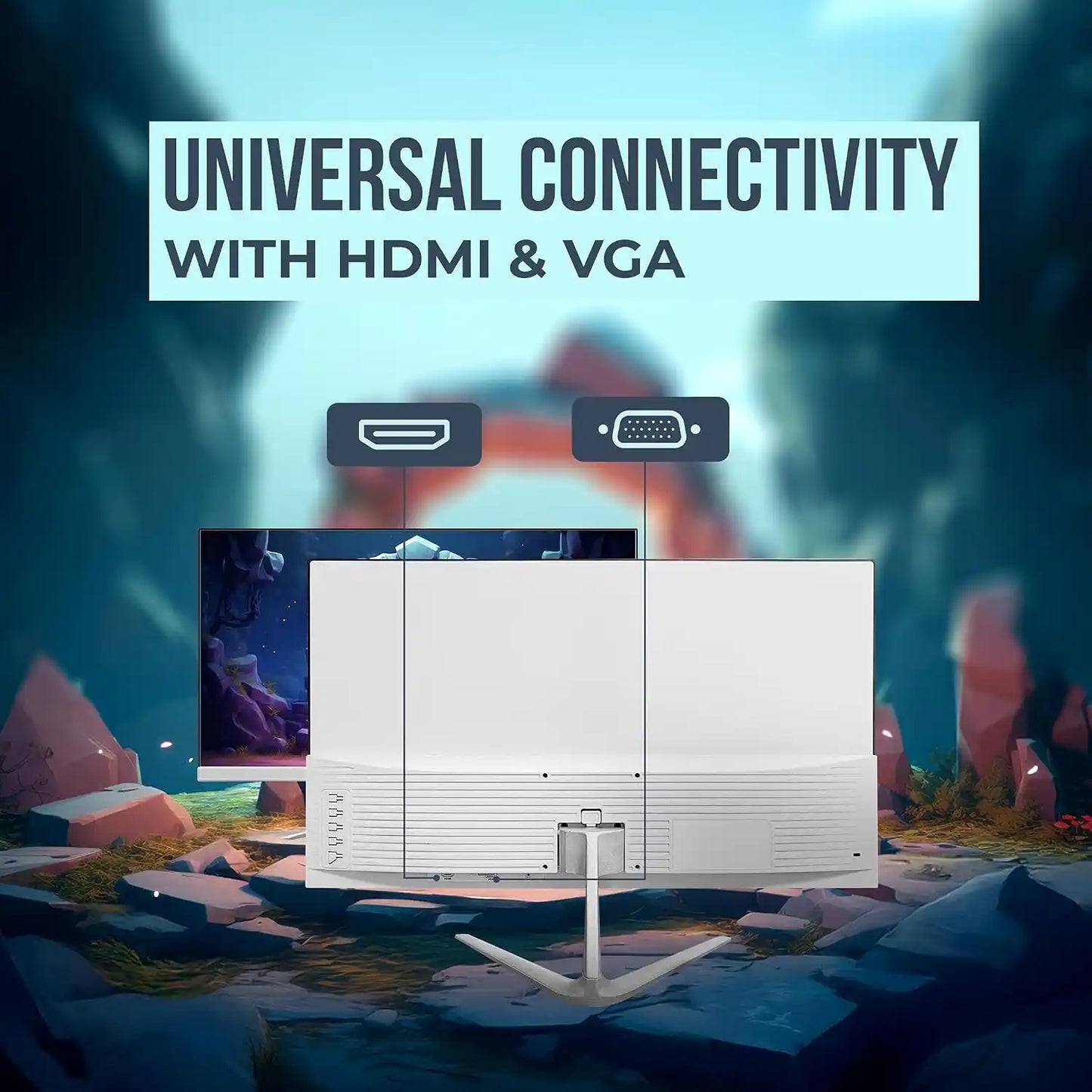 Intex 22 inch gaming monitor rear view showing HDMI and VGA connectivity ports-tpstech.in