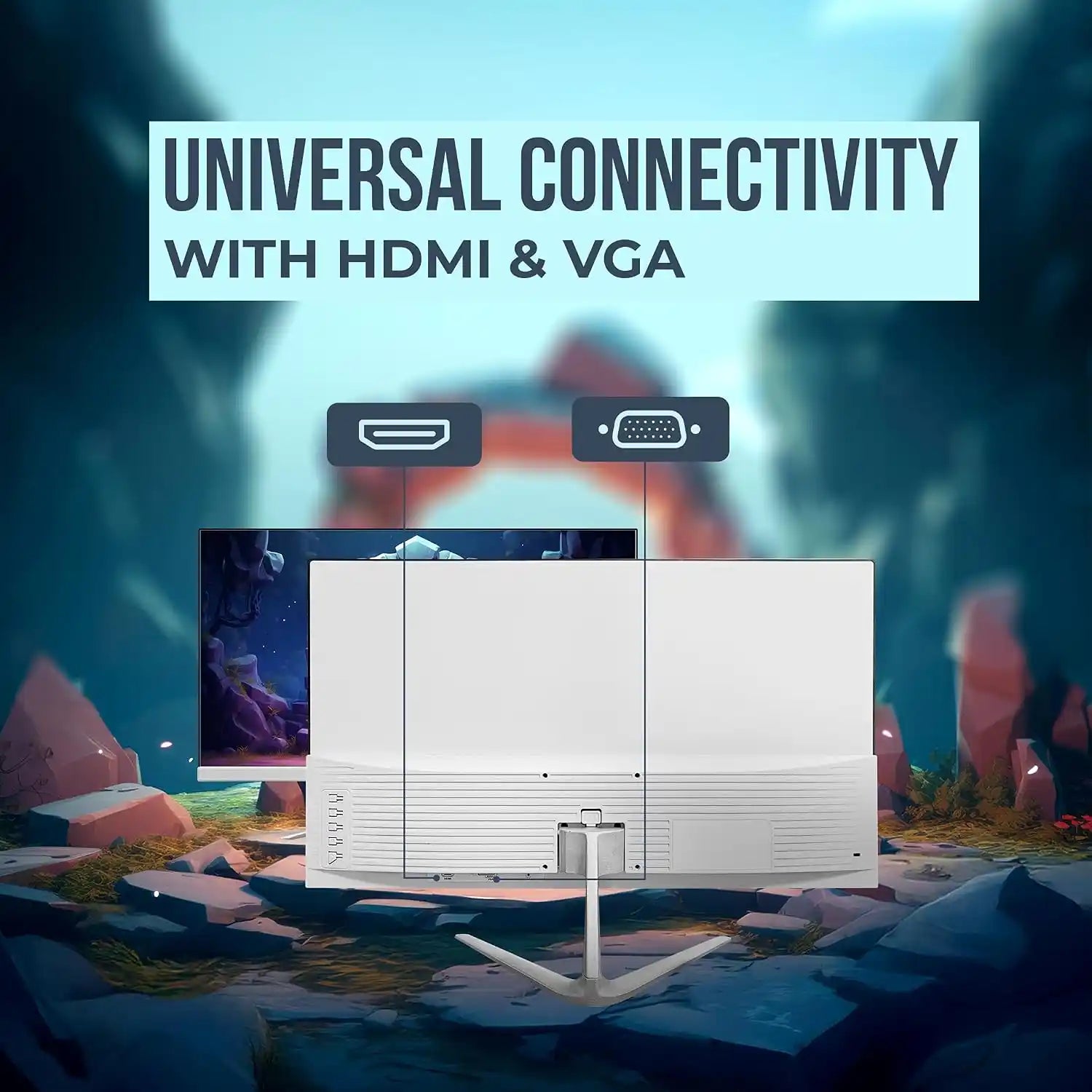 Intex 22 inch gaming monitor rear view showing HDMI and VGA connectivity ports-tpstech.in